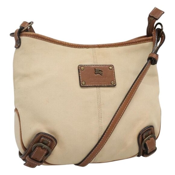 BURBERRY Blue Label Shoulder Bag Canvas Beige Auth ti2894